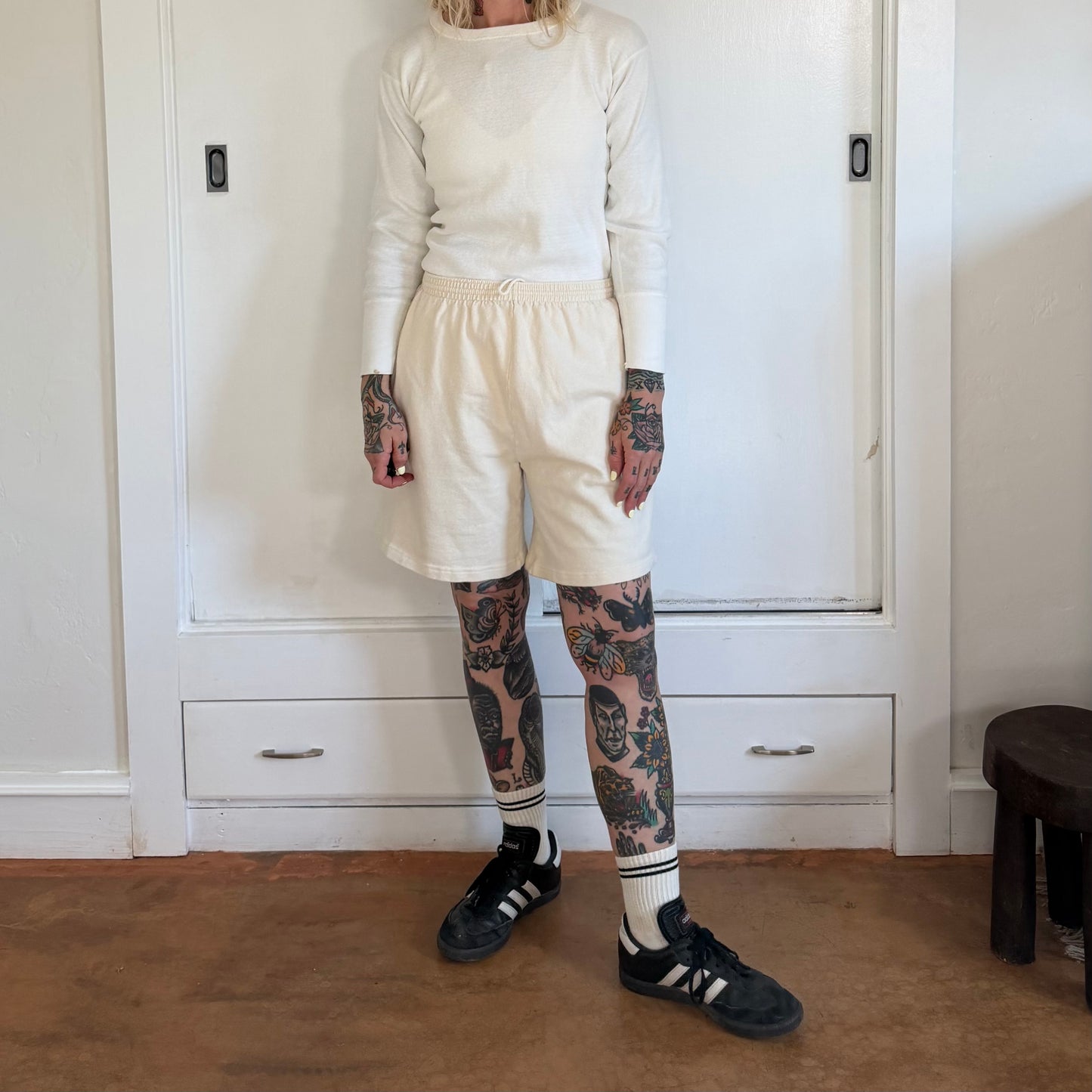 Vintage Discus Athletic Cream Cotton Shorts