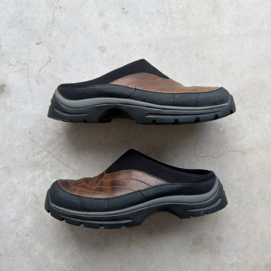 Vintage Teva Leather Mules Brown Black Outdoor Slip On Clogs Womens 7.5