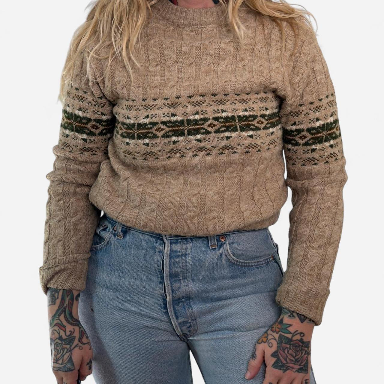 Vintage 1970s Campus Knit Winter Sweater