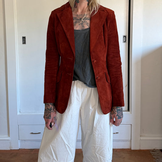 Vintage Scully Rust Suede Leather Blazer Tailored Women’s Jacket 6