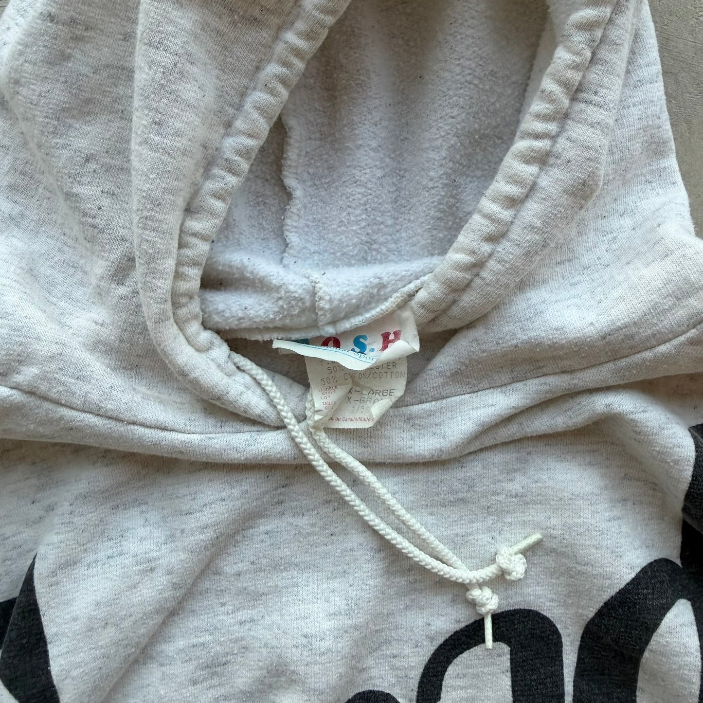 Vintage Canada Flag Graphic Hoodie Ash Grey XL 50/50 Souvenir Sweatshirt
