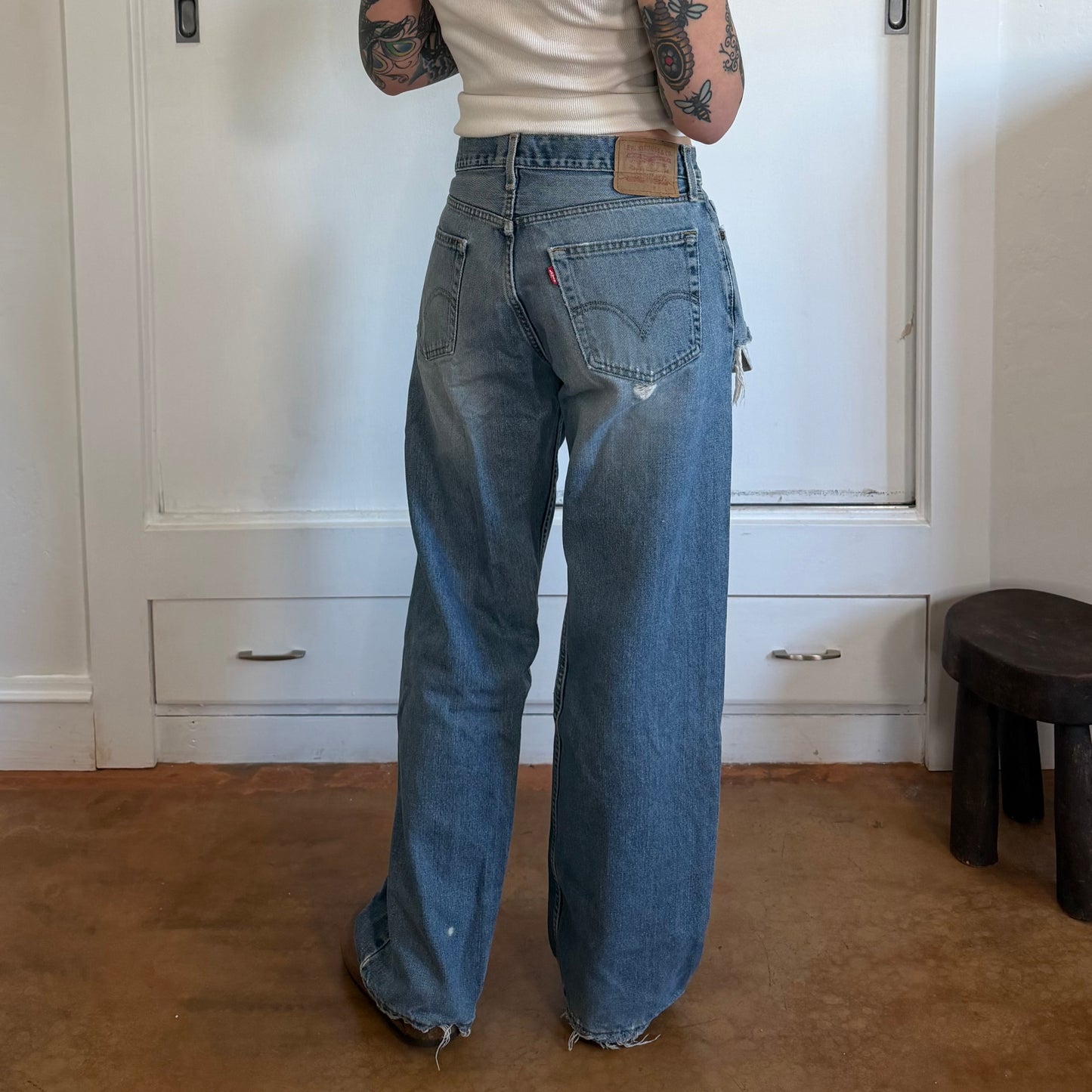 Vintage Y2k Levis 529 Light Wash Distressed Baggy Straight Leg Jeans