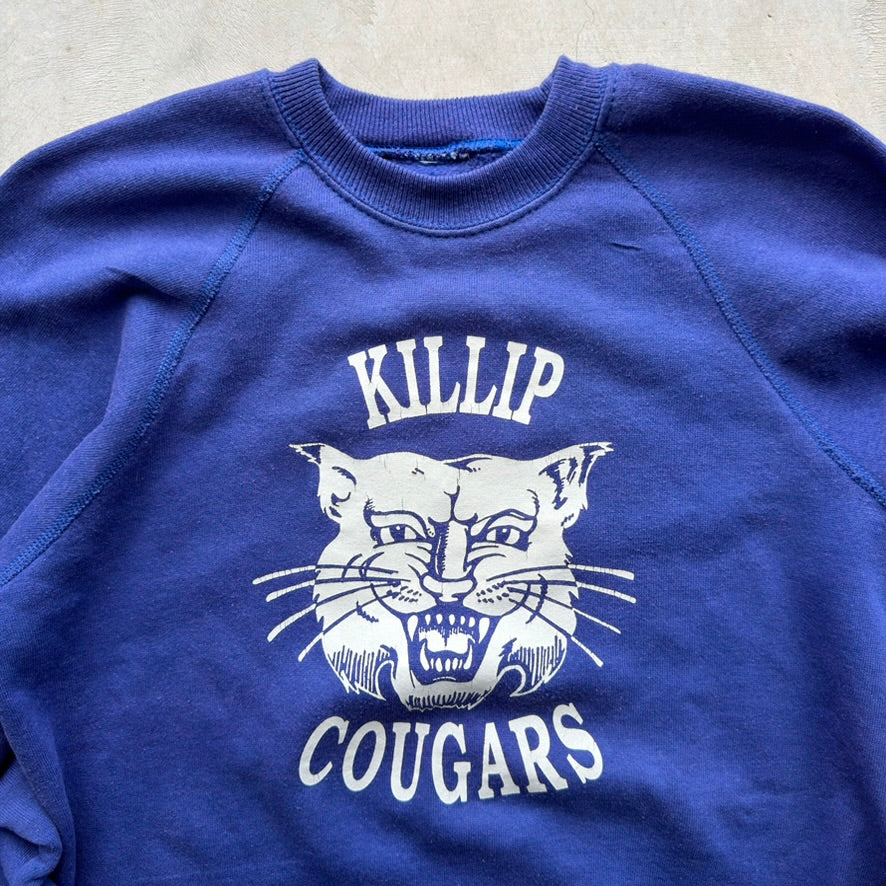 Vintage Killip Cougars Raglan Sweatshirt Royal Blue Graphic Pullover