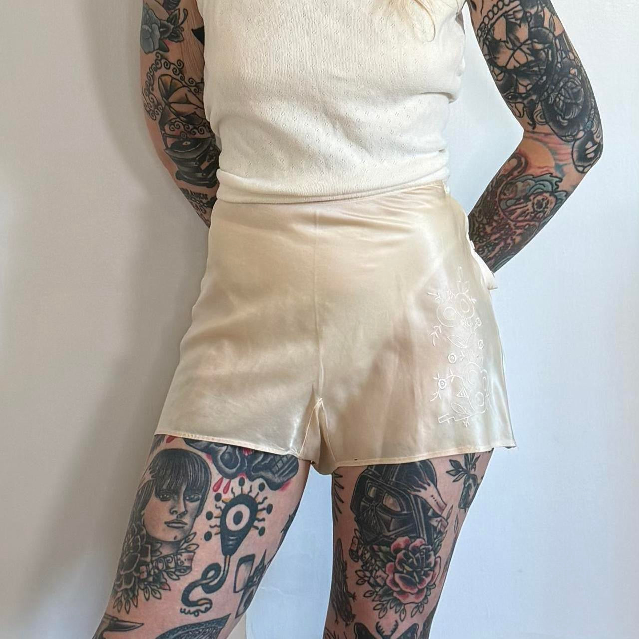 Vintage 1950s Silk Tap Shorts Pearly White
