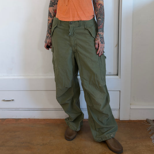 Vintage 1970s M65 Military Pants Olive Drab Green Adjustable Cargo Trousers