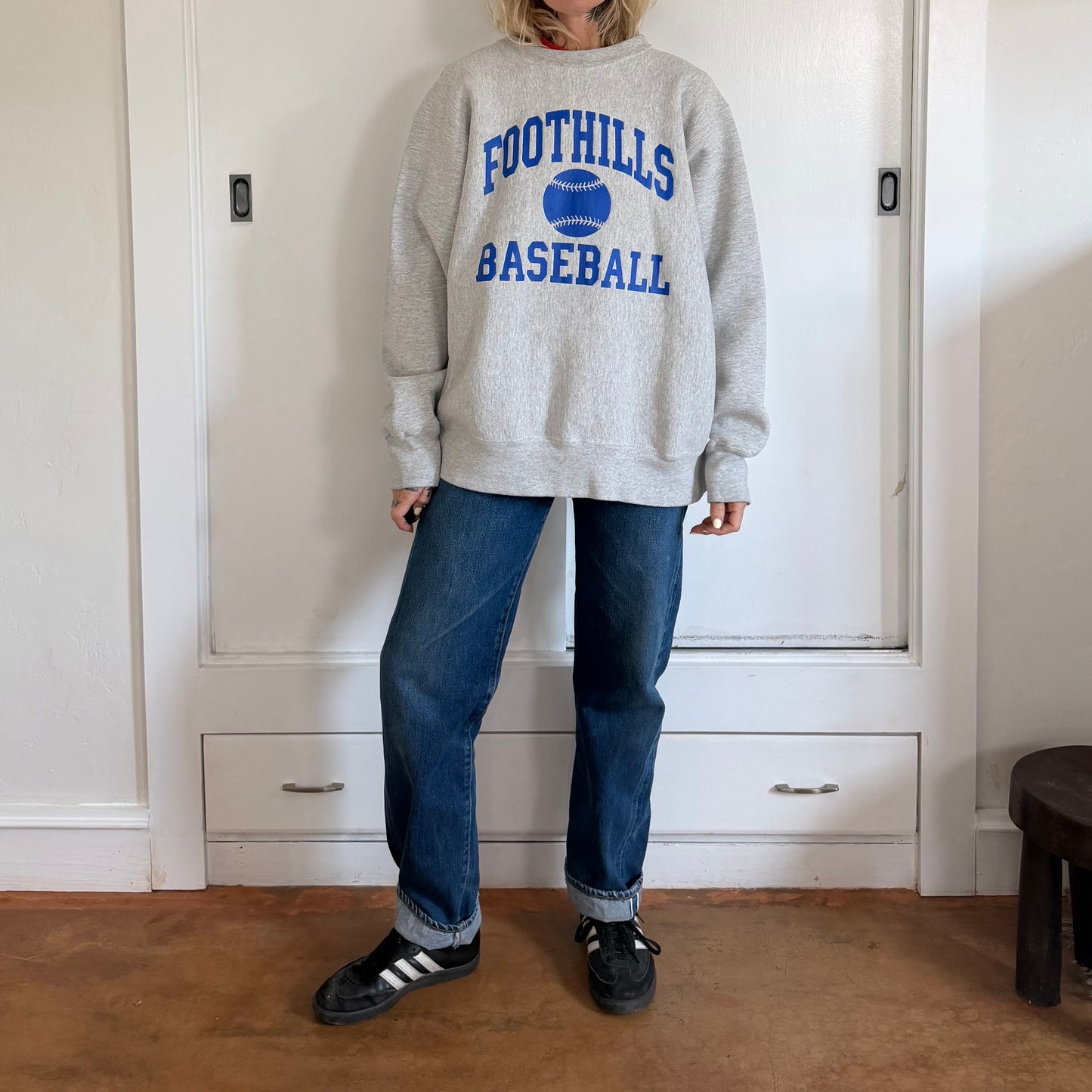 Vintage 1990s Cotton Exchange Foothills Baseball Sweatshirt Grey 2XL Reverse Weave