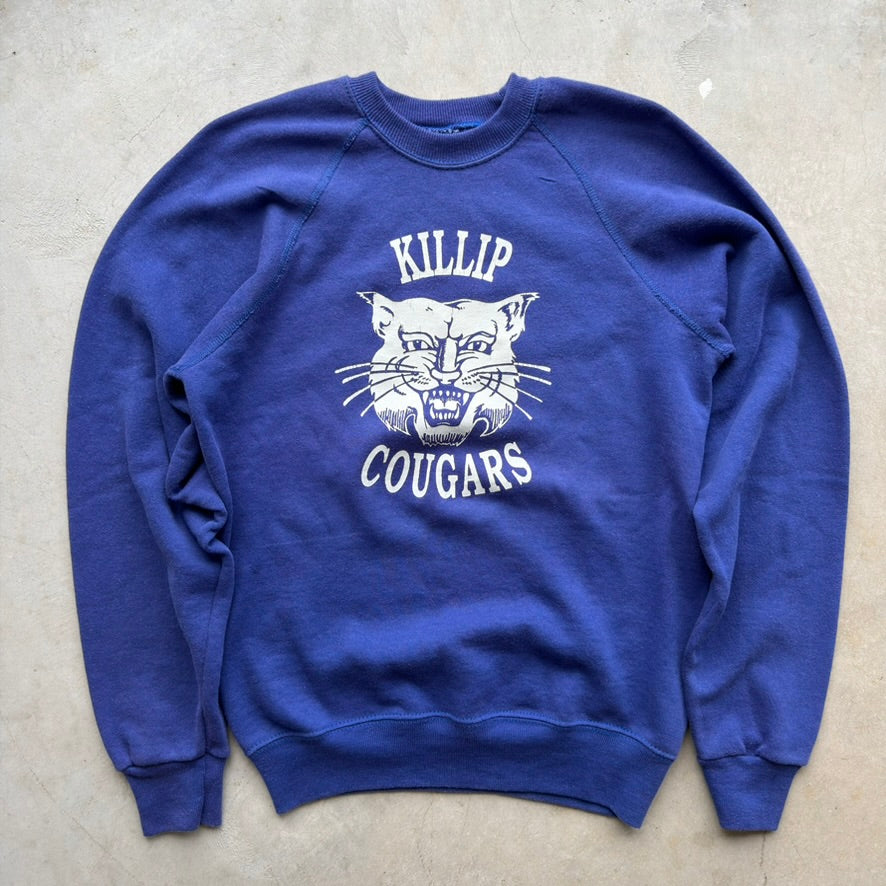 Vintage Killip Cougars Raglan Sweatshirt Royal Blue Graphic Pullover