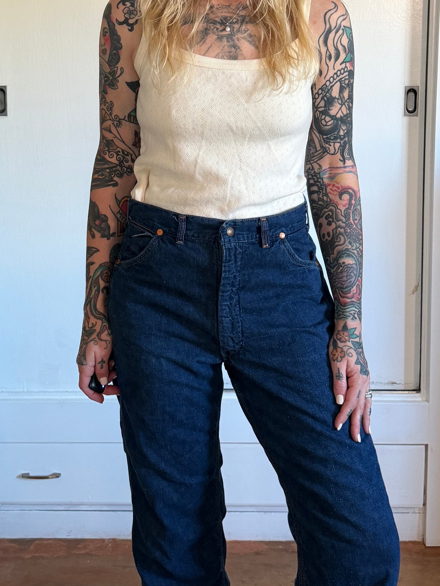 Vintage 1960s Circle S Ranch flannel lined denim jeans