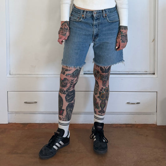 Vintage 1990s Levi's 517 Orange Tab Denim Cut Off Shorts
