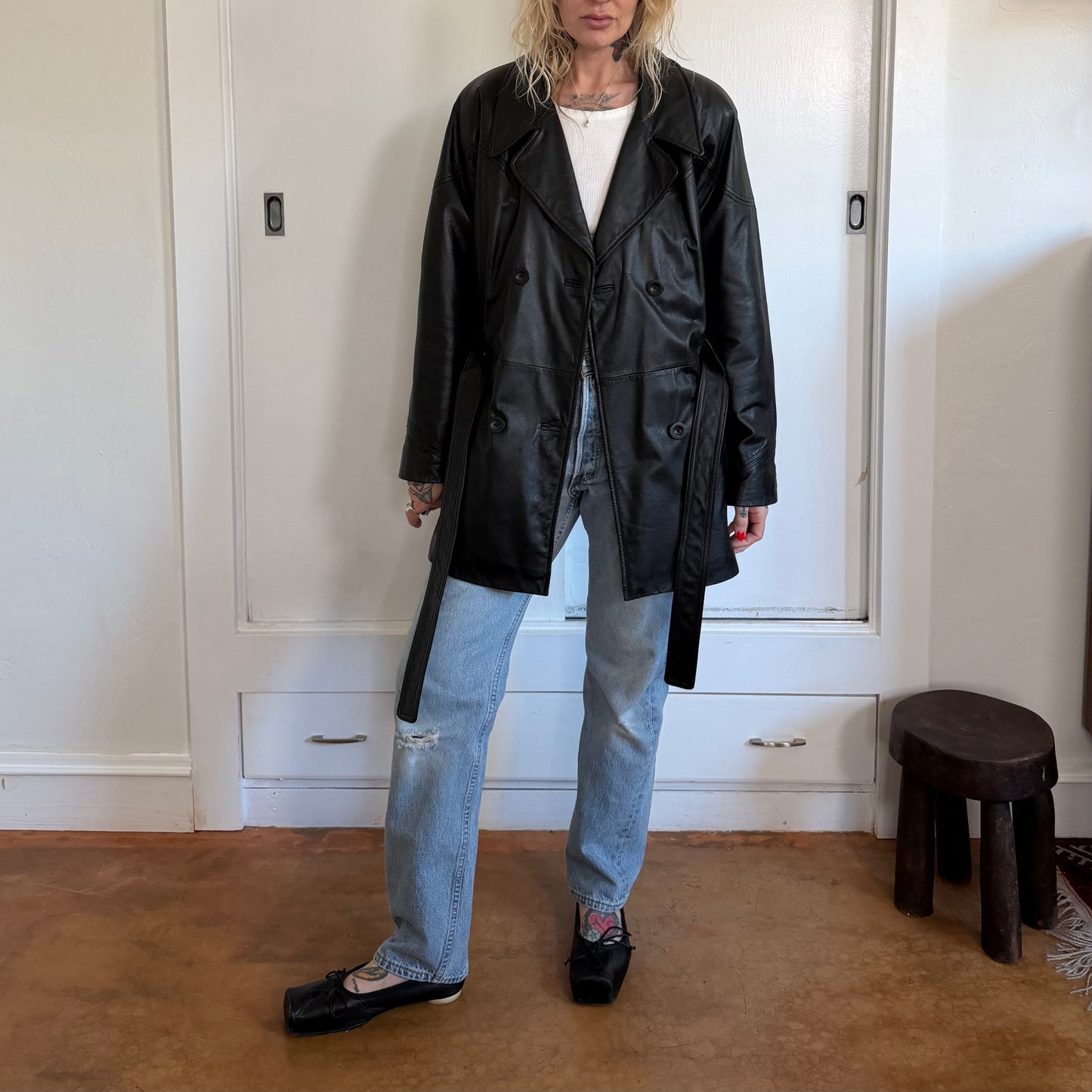 Vintage Preston & York Vintage Double Breasted Belted Black Trench Coat