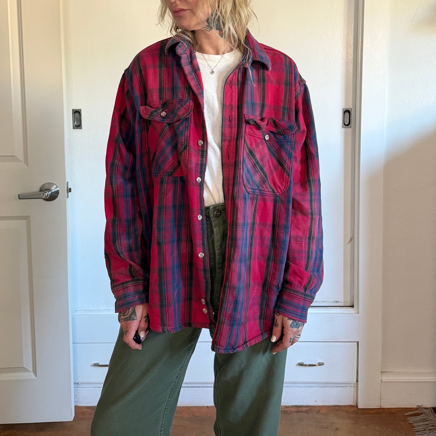 Vintage 1990s Fieldmaster distressed button up cotton flannel