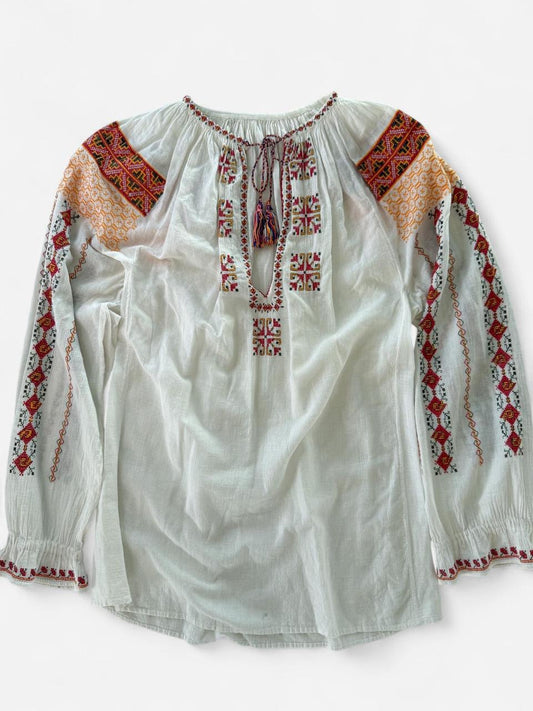 Vintage Romanian Embroidered Blouse