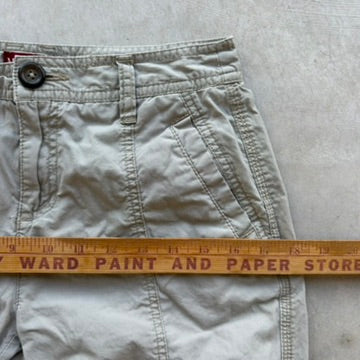 Merona Women Tan Khaki Cargo Capri Pants Size 2 Fit 1 Drawstring Utility Crop
