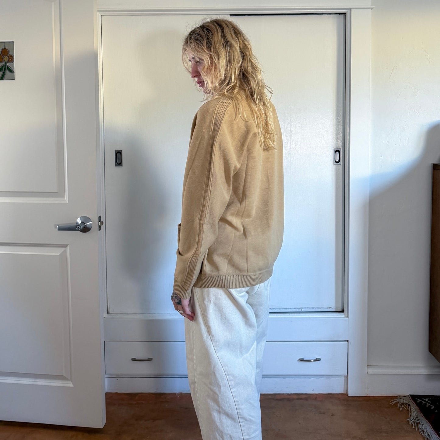 Vintage 1960s tan button up cardigan