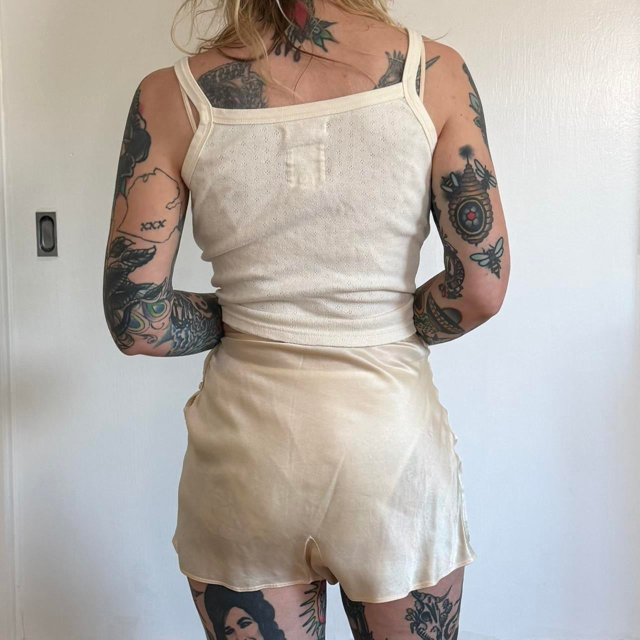Vintage 1950s Silk Tap Shorts Pearly White