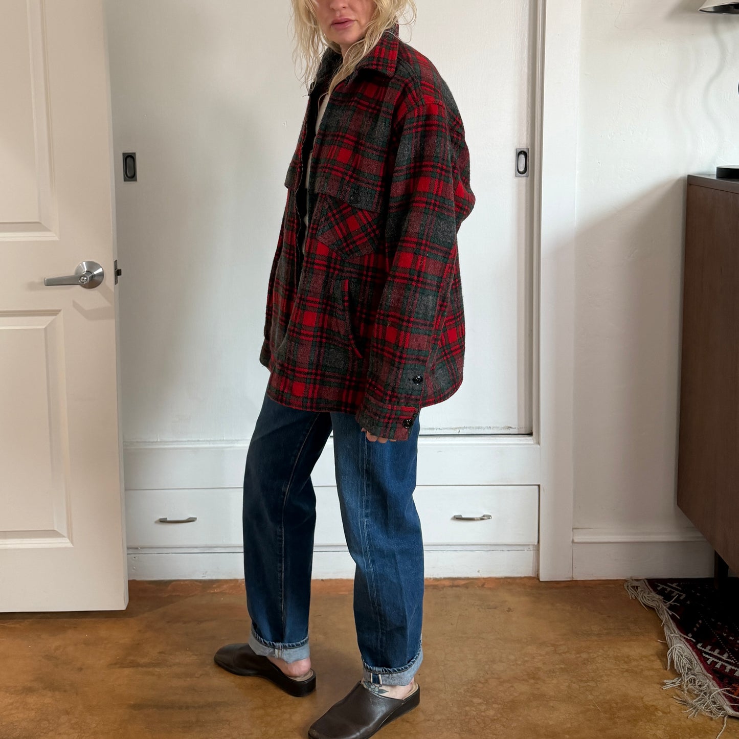 Vintage Johnson Woolen Mills Red plaid wool jacket