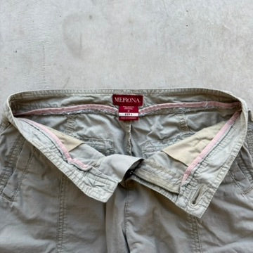 Merona Women Tan Khaki Cargo Capri Pants Size 2 Fit 1 Drawstring Utility Crop