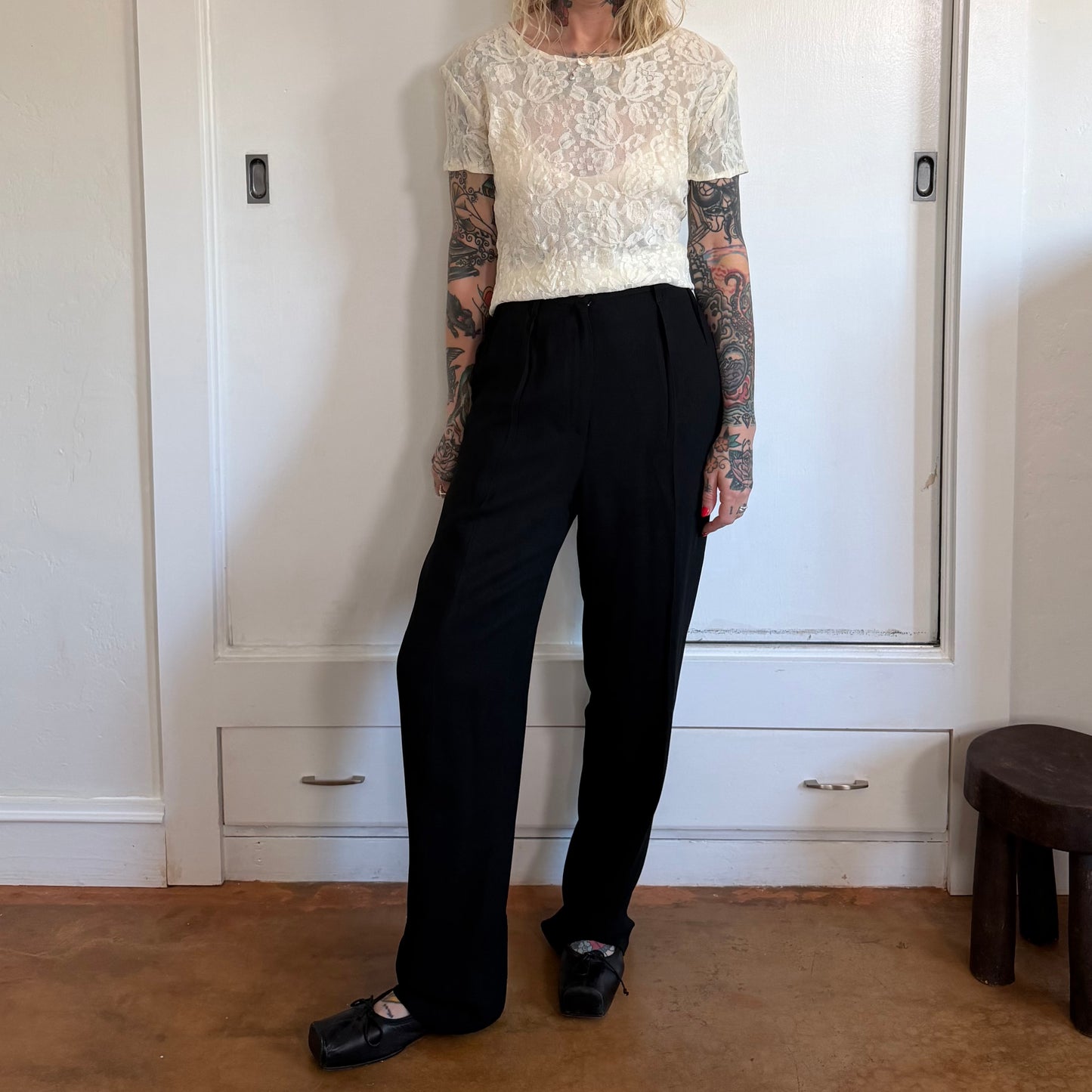 Vintage All That Jazz Cream Floral Lace Short Sleeve Top