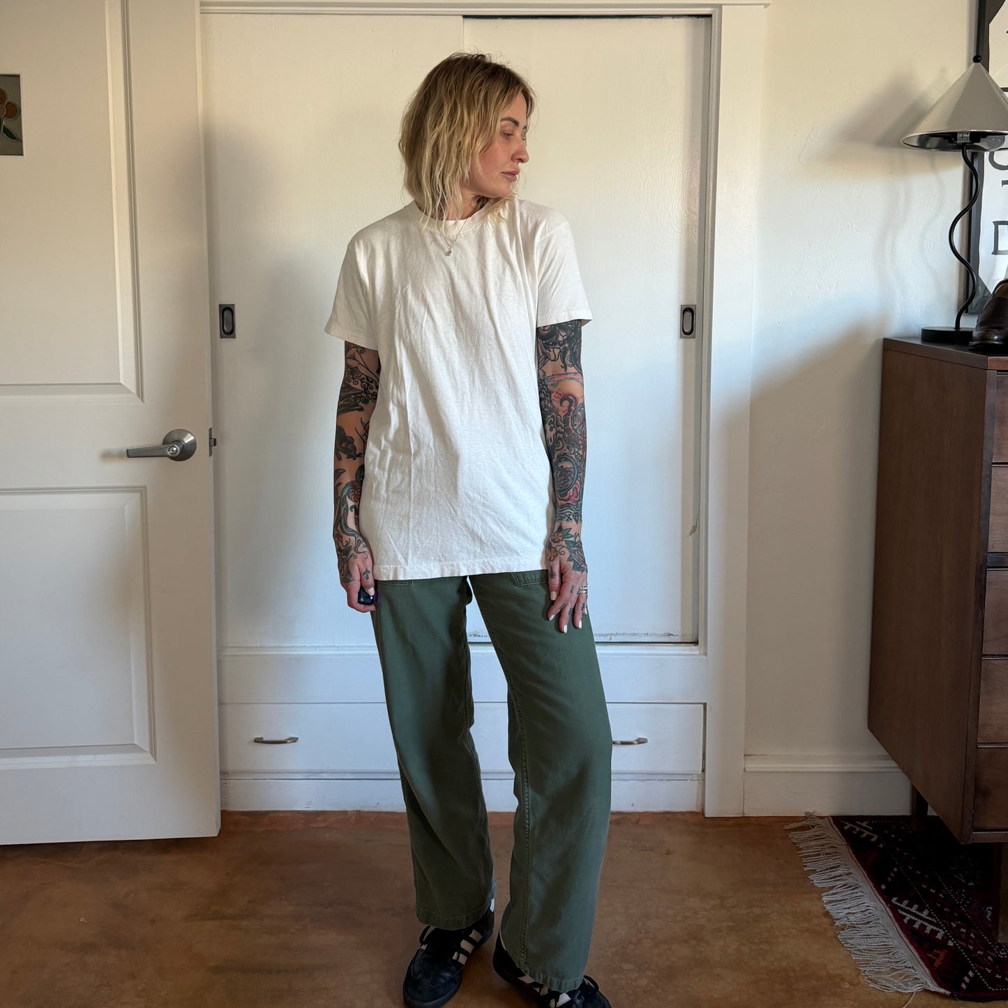 Vintage 1980s off White cotton blank t-shirt