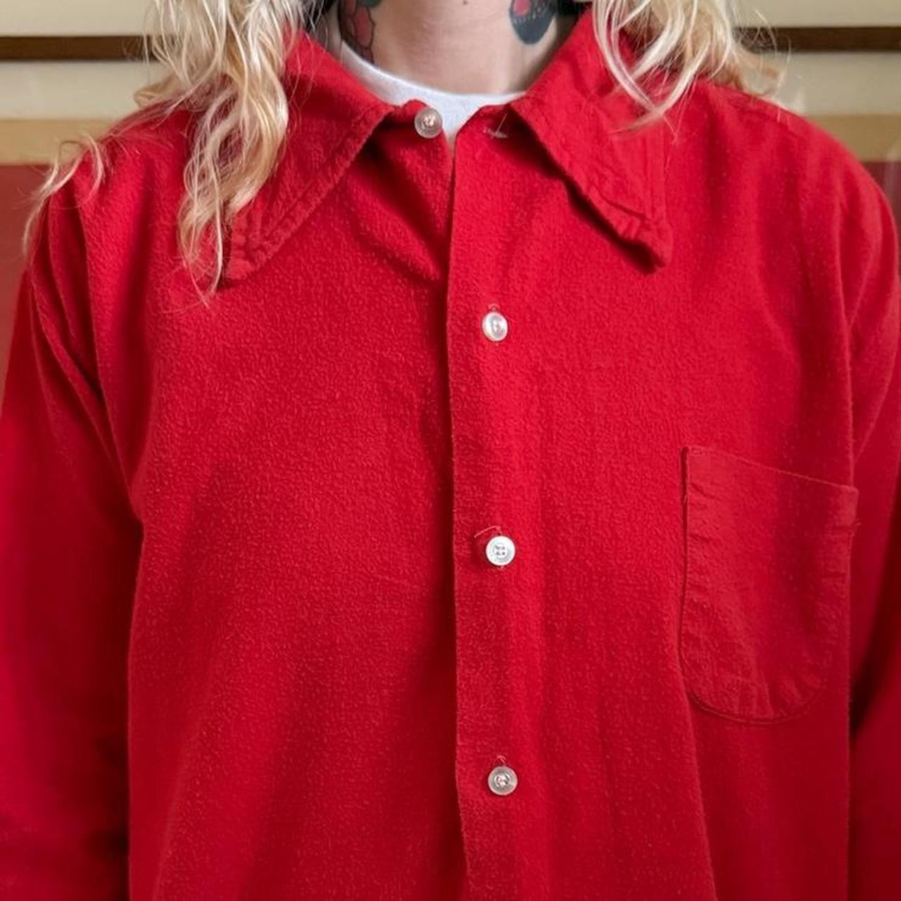 Vintage 1960s permanent press red long sleeve button up shirt