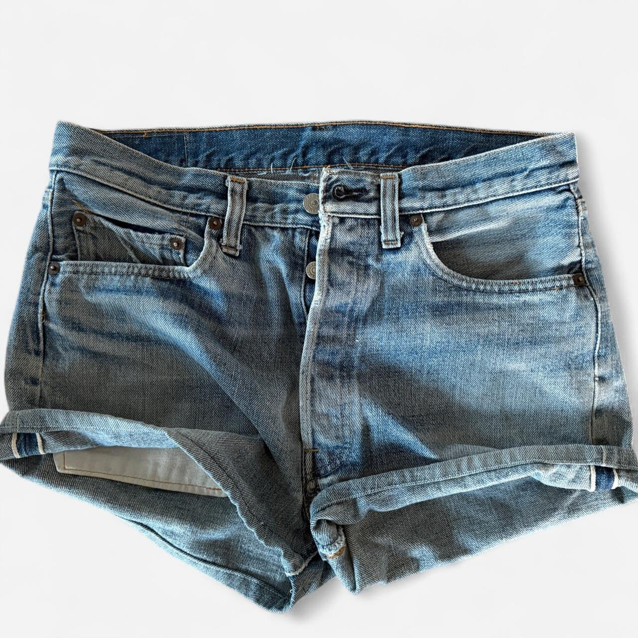 Vintage 1990s Levi's 501 selvedge red line blue denim shorts