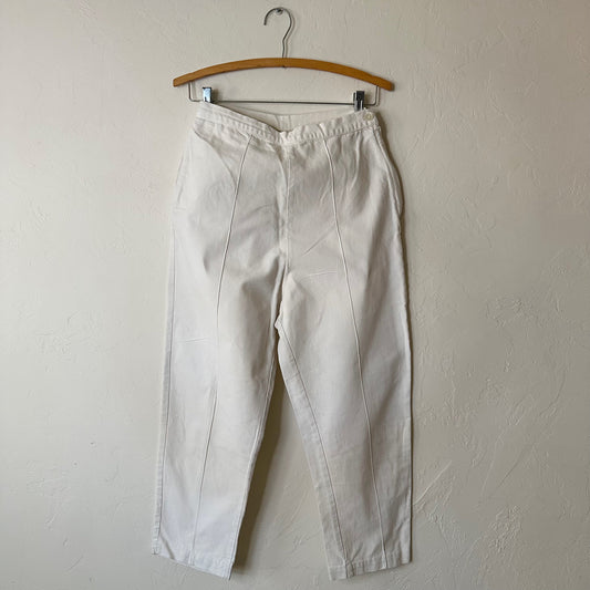 Vintage 1950s White Paddle & Saddle Side Zip Capris