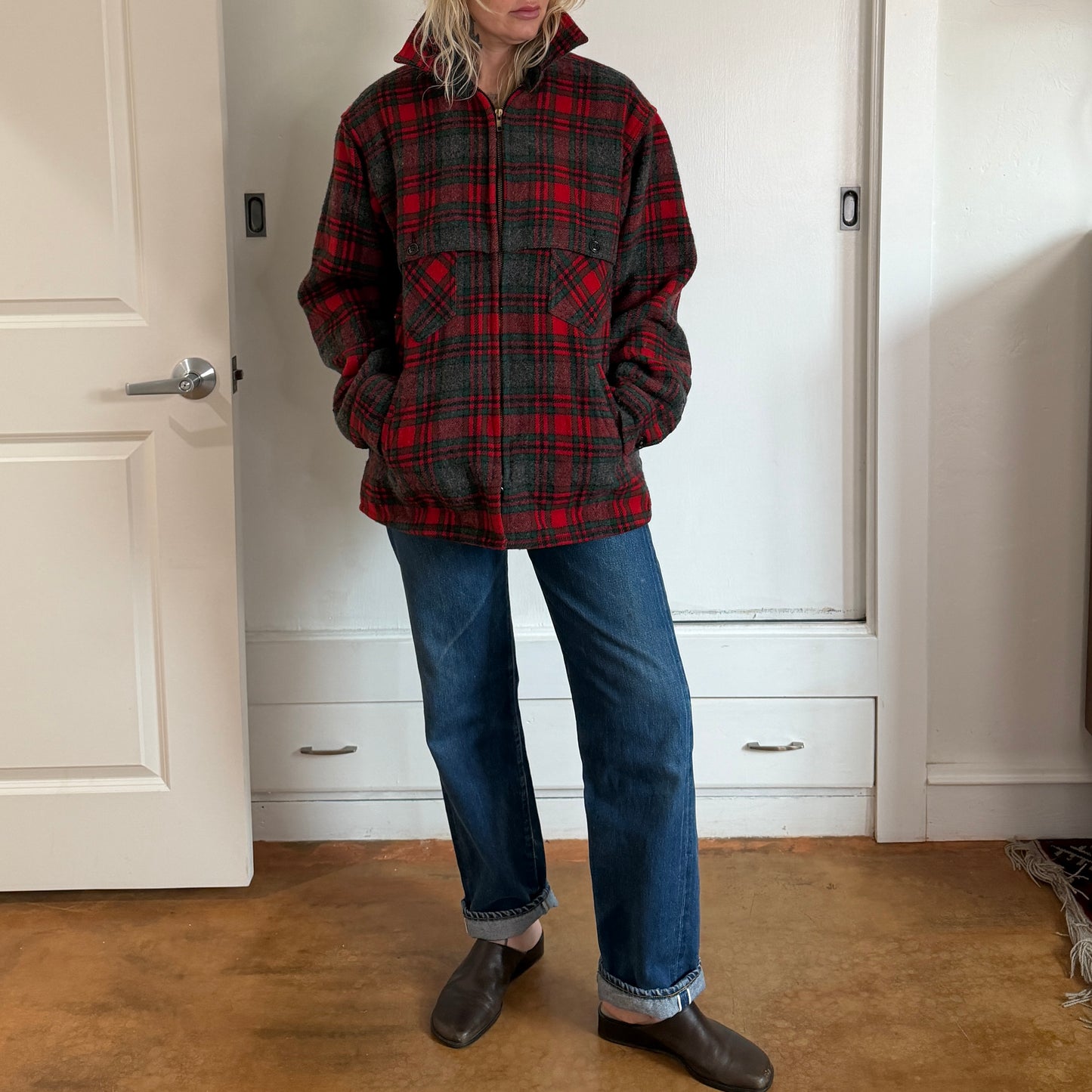 Vintage Johnson Woolen Mills Red plaid wool jacket