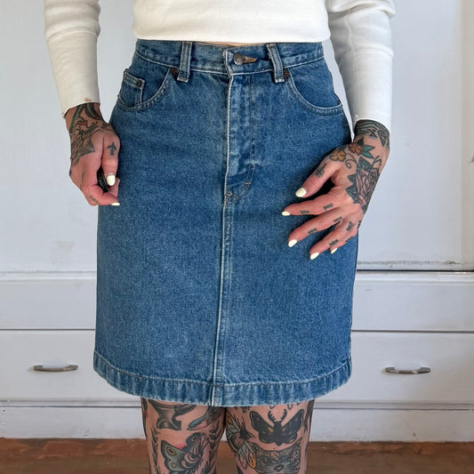 Vintage 1990s Calvin Klein Sport High Waisted Mini Denim Skirt