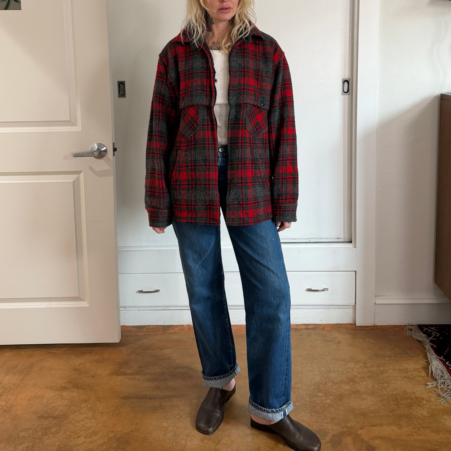 Vintage Johnson Woolen Mills Red plaid wool jacket