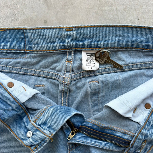 Vintage Levis 518 Superlow Boot Cut Jeans Light Wash USA Made Denim 9 M JR