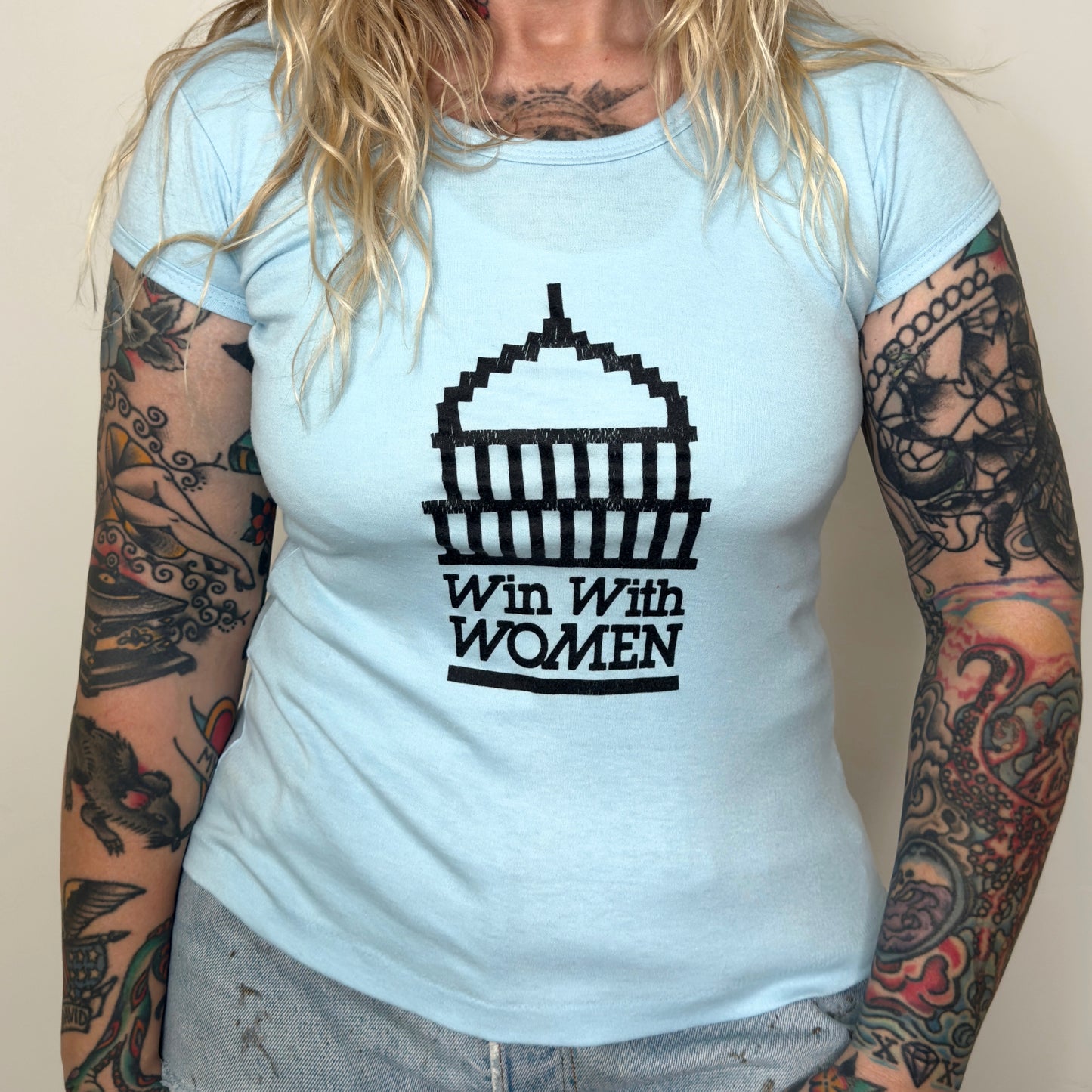 70s “Win with Women” political t shirt