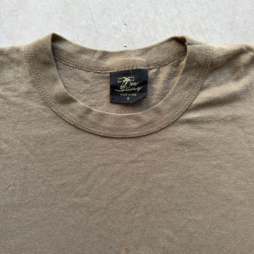 Vintage Tee Swing Blank T-Shirt Brown Single Stitch Made in USA Small 80s 90s