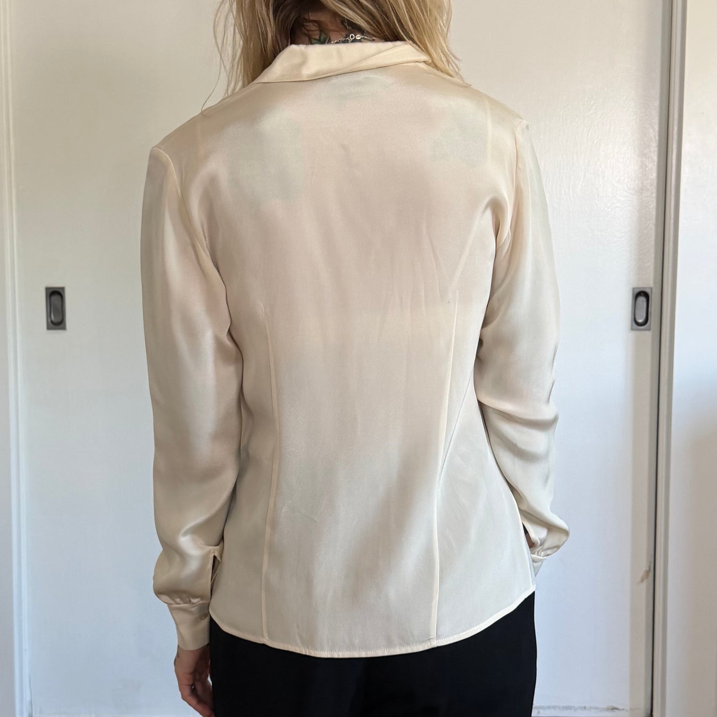 Vintage Ann Taylor Silk Cream Button Down Blouse