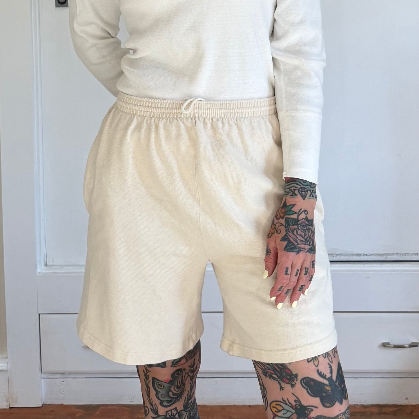 Vintage Discus Athletic Cream Cotton Shorts