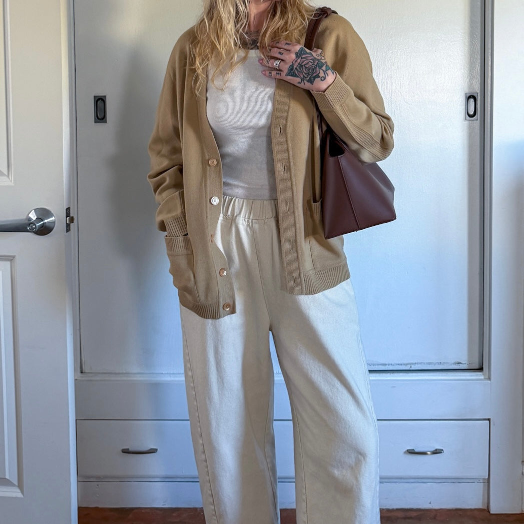 Vintage 1960s tan button up cardigan