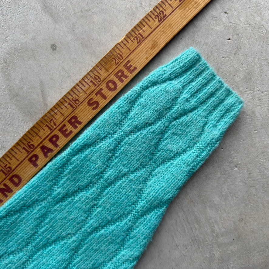 Vintage Sears Wintuk Aqua Blue Diamond Knit Cardigan Sweater Orlon Acrylic Women Small