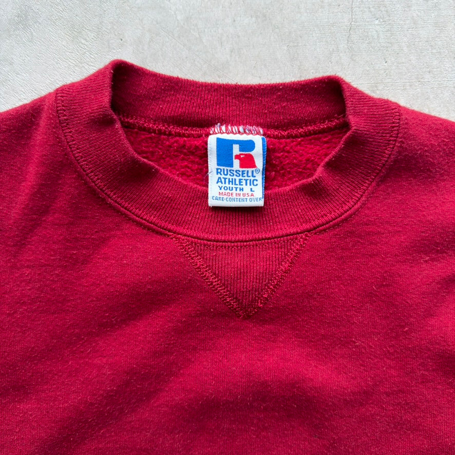 Vintage Russell Athletic Red Crewneck Sweatshirt Made in USA Youth Large