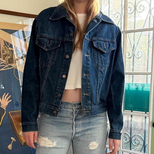 Vintage 1970s Sears Western Wear Dark Wash Denim Jacket