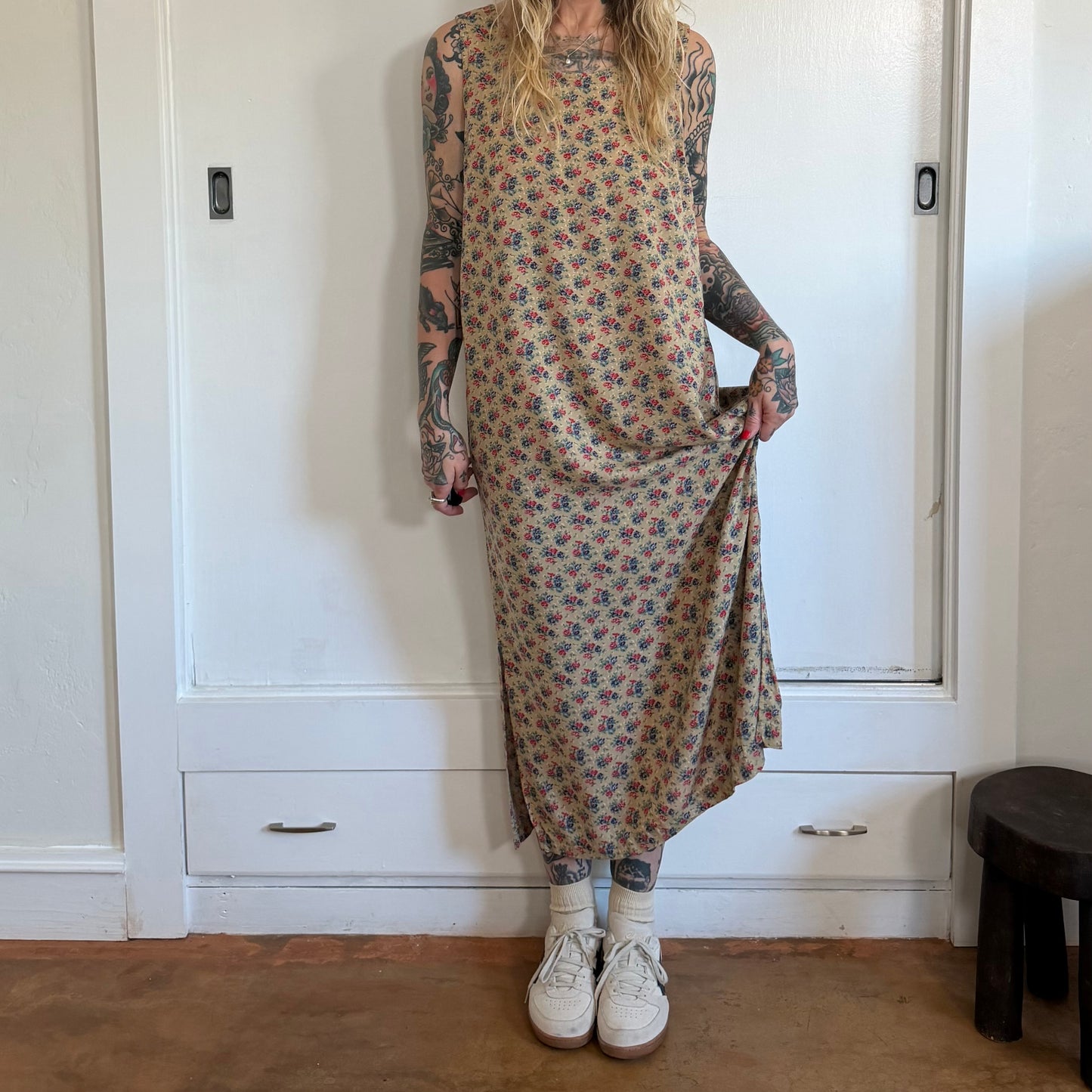 Vintage Erika London Floral Sleeveless Maxi Dress