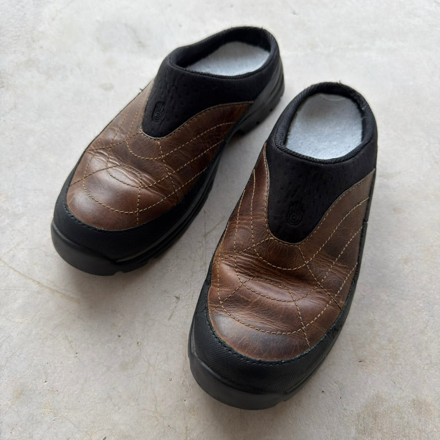 Vintage Teva Leather Mules Brown Black Outdoor Slip On Clogs Womens 7.5