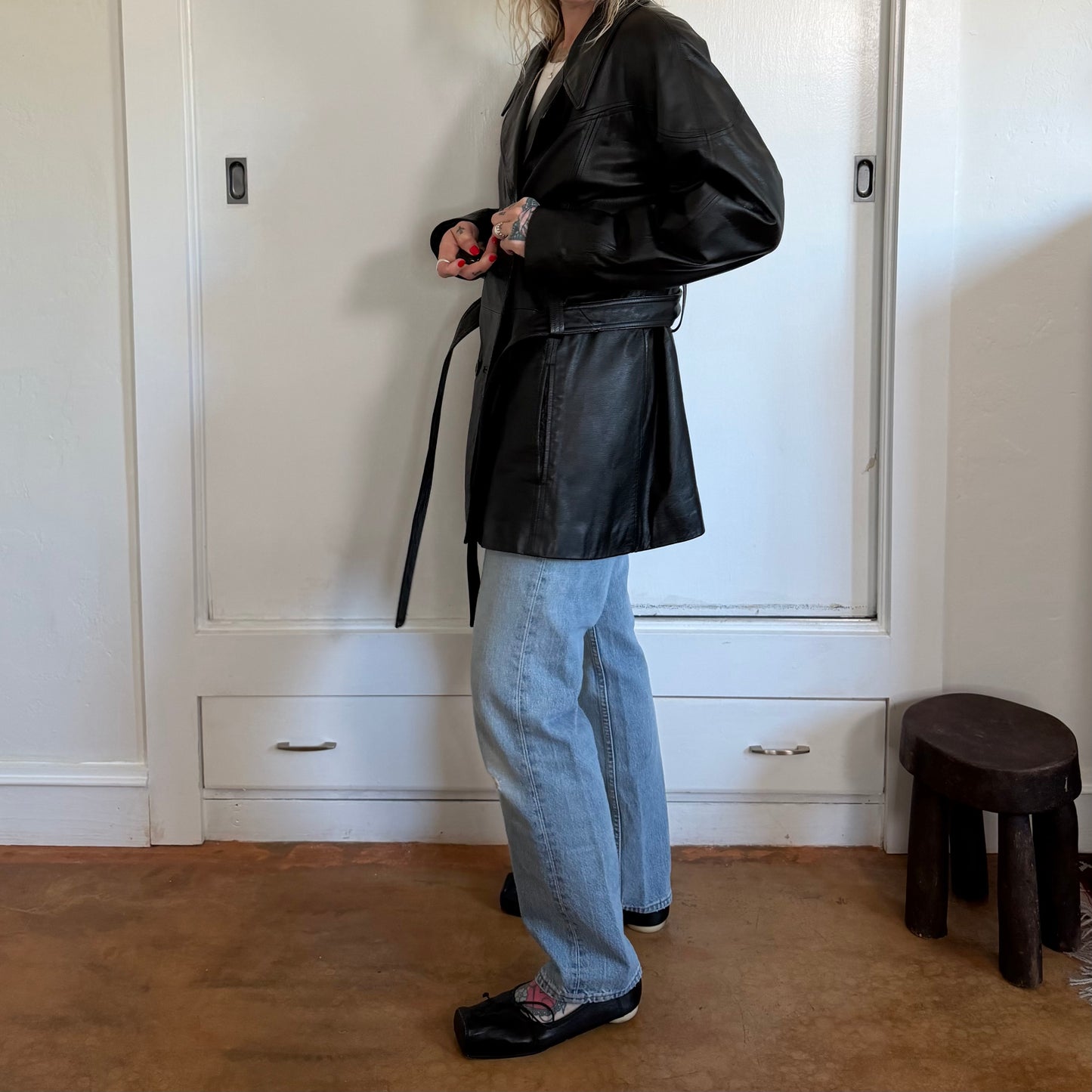 Vintage Preston & York Vintage Double Breasted Belted Black Trench Coat
