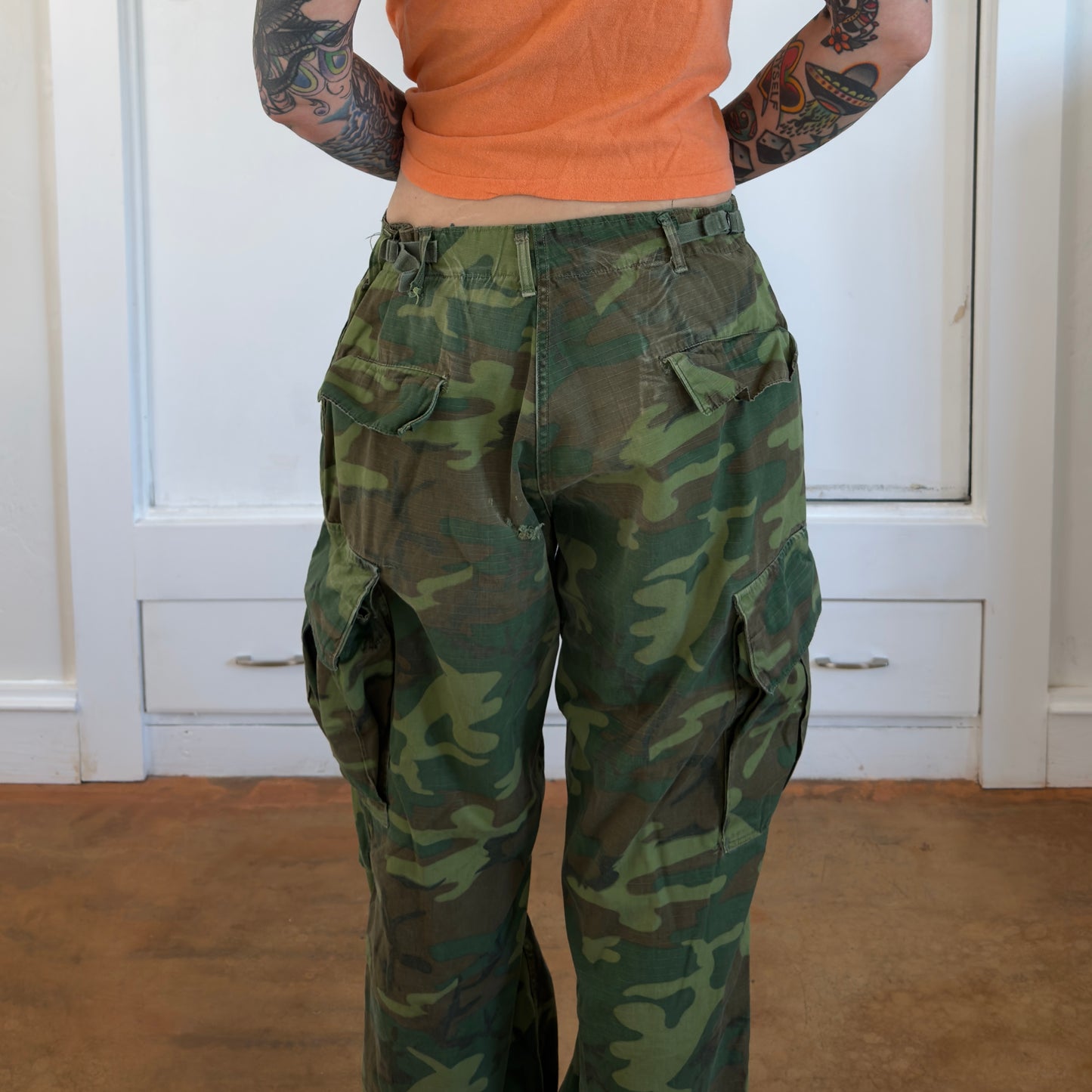 Vintage 80s US Military Woodland Camo Cargo Pants