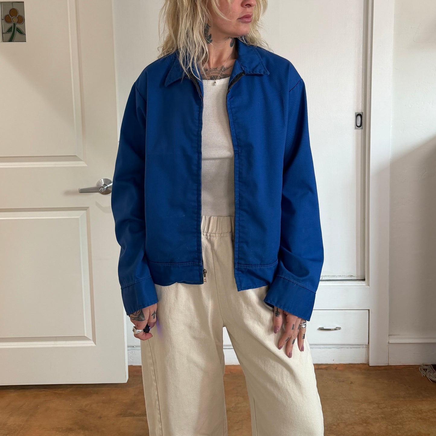 Vintage 1970s Peerless MFG uniform mechanics gas station zip up jacket