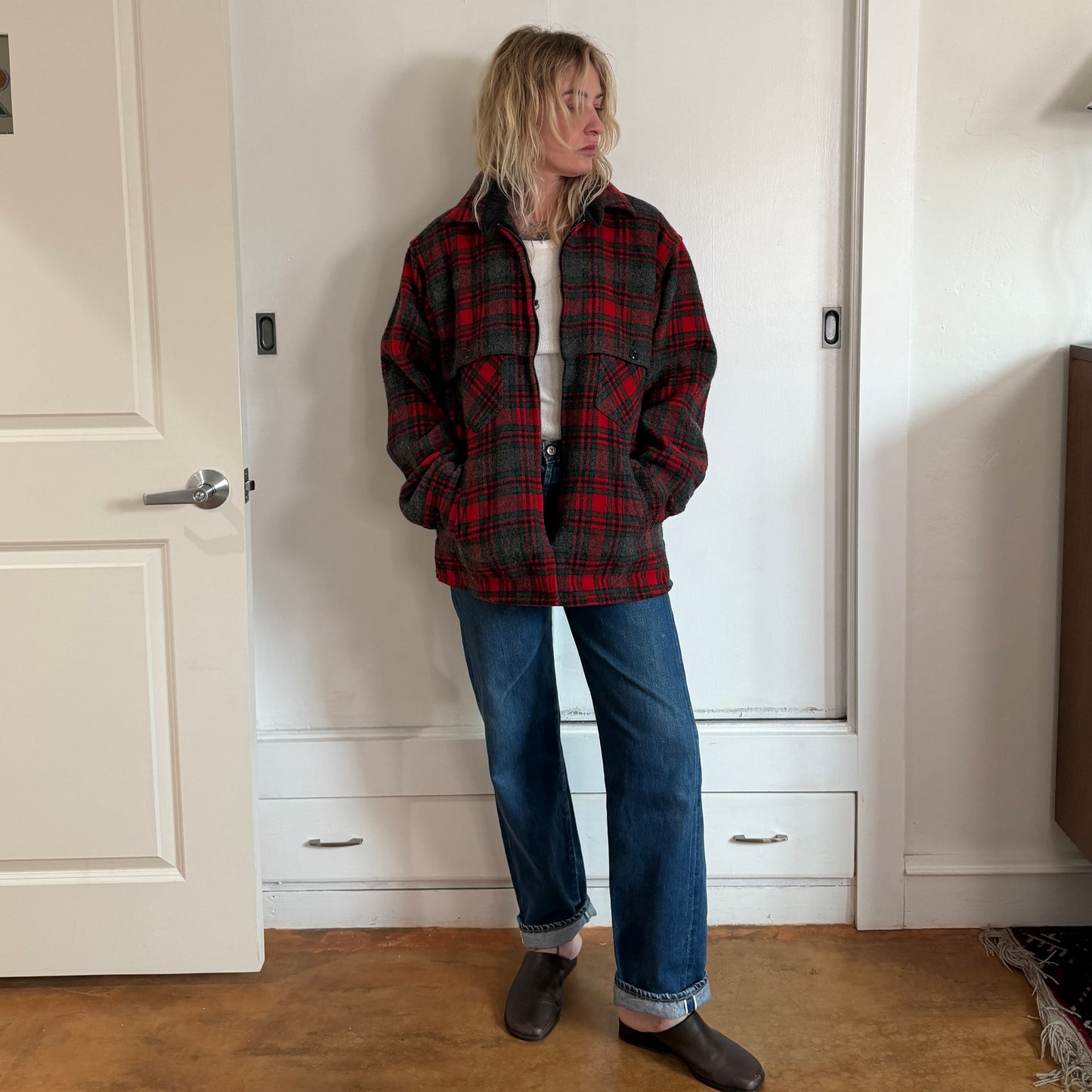 Vintage Johnson Woolen Mills Red plaid wool jacket