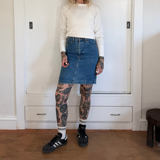 Vintage 1990s Calvin Klein Sport High Waisted Mini Denim Skirt