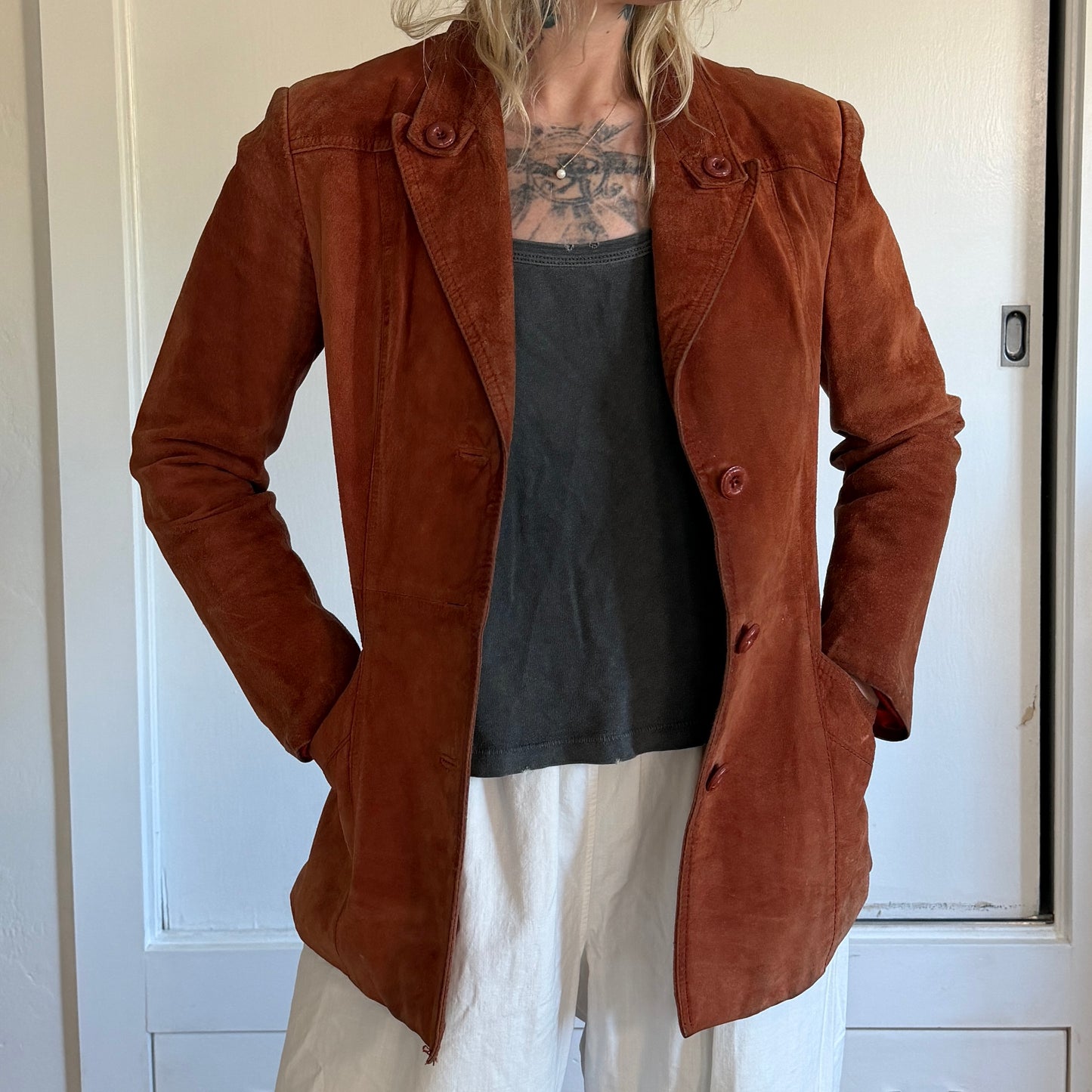 Vintage 1970s Rust Brown Suede Wilson’s Leather Blazer Jacket Coat Womens 10