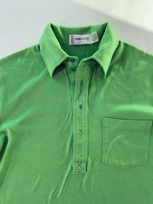 Vintage 1970s Green Button Down Polo