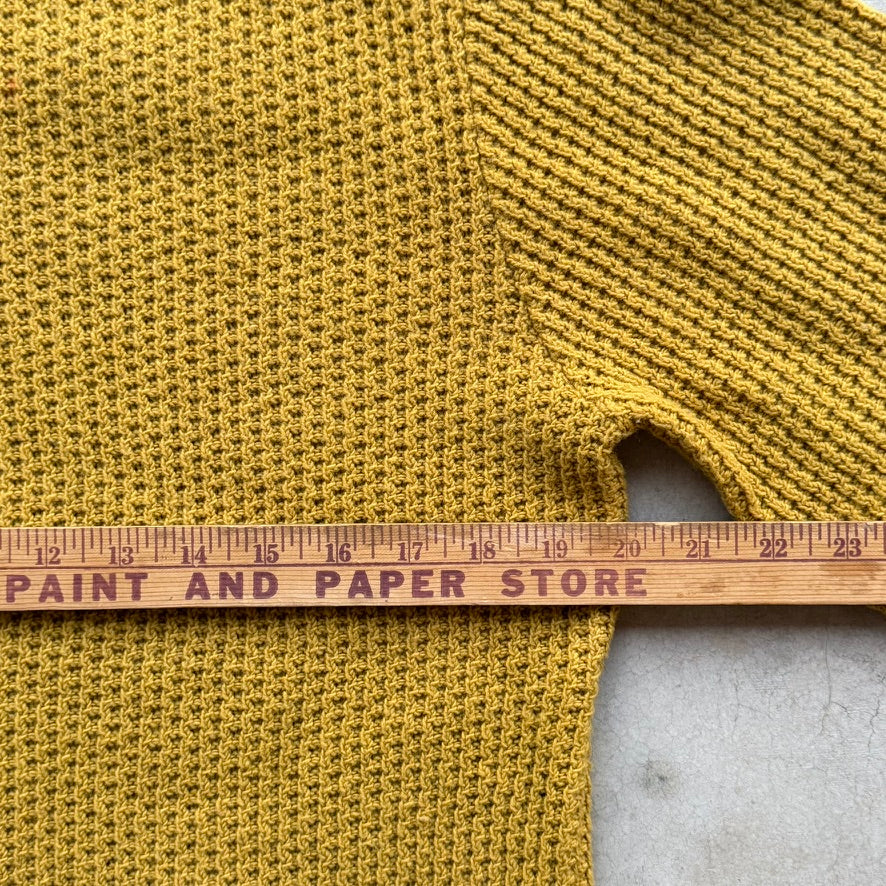 Vintage National Mustard Yellow Waffle Knit Lambswool Blend Crewneck Sweater