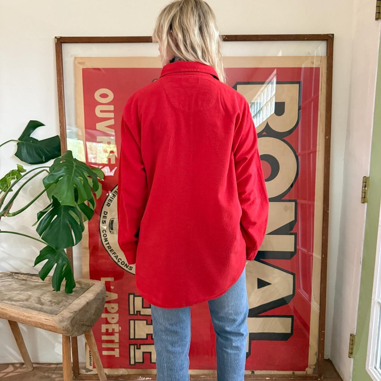 Vintage 1960s permanent press red long sleeve button up shirt