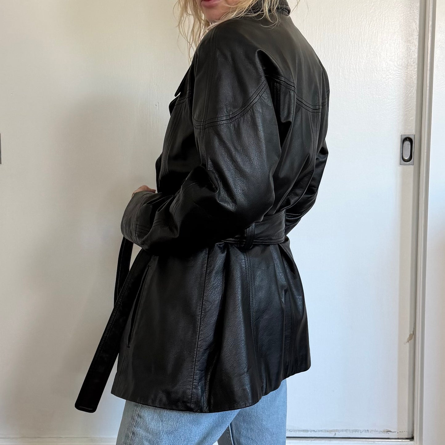 Vintage Preston & York Vintage Double Breasted Belted Black Trench Coat